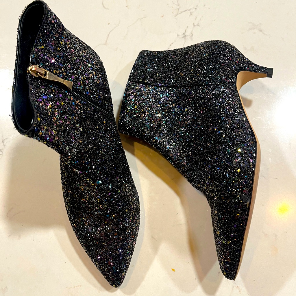 Kate Spade Olly Too Midnight Confetti Glitter Boots Size 7.5